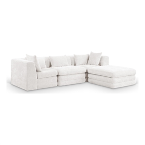 Meridian Furniture Stellar 114&quot Cream Chenille Fabric 4Pc. Modular Sectional