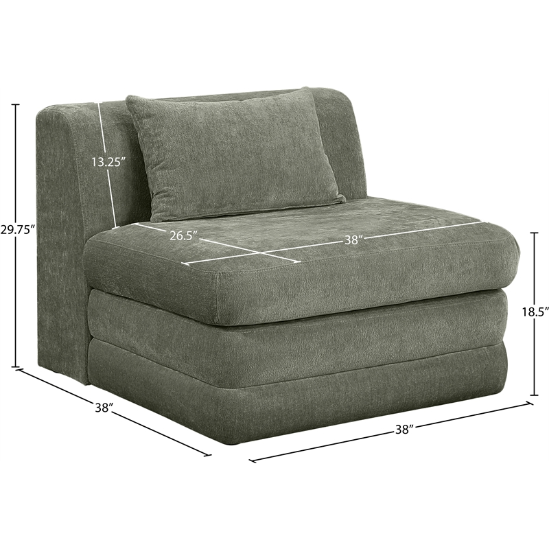 Meridian Furniture Stellar Green Chenille Fabric Modular Chair