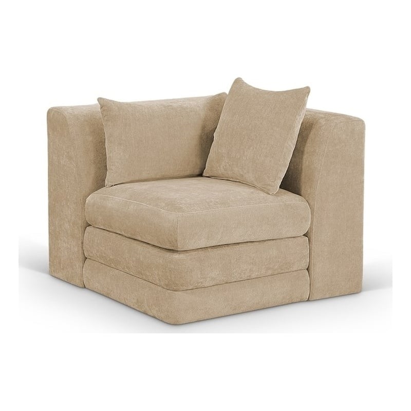 Meridian Furniture Stellar Beige Chenille Fabric Corner Modular Chair