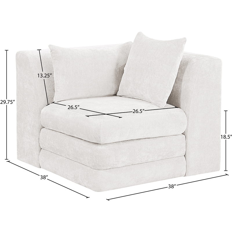 Meridian Furniture Stellar Cream Chenille Fabric Corner Modular Chair