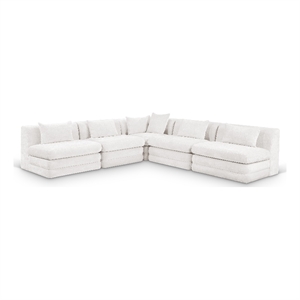 Meridian Furniture Stellar 114&quot Cream Chenille Fabric 5Pc. Modular Sectional
