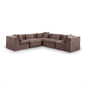 Meridian Furniture Stellar 114&quot Brown Chenille Fabric 5Pc. Modular Sectional