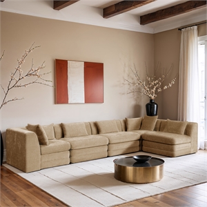 Meridian Furniture Stellar 152&quot Beige Chenille Fabric 5Pc. Modular Sectional