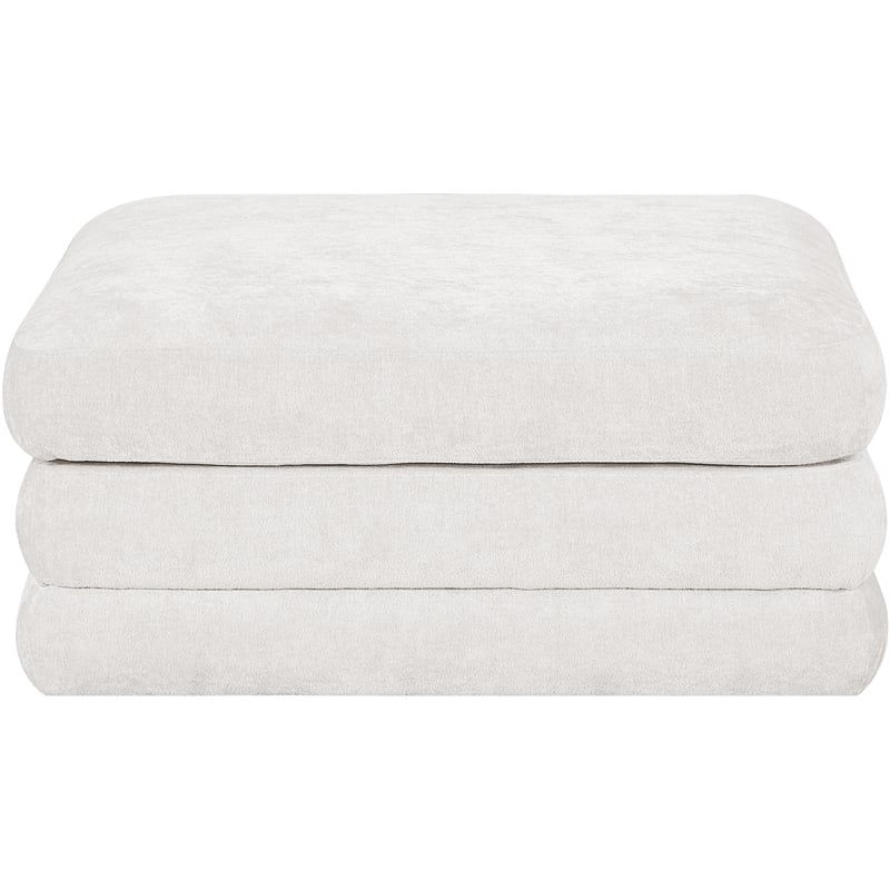 Meridian Furniture Stellar Cream Chenille Fabric Modular Ottoman