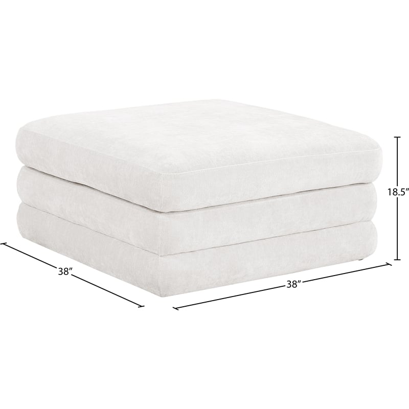 Meridian Furniture Stellar Cream Chenille Fabric Modular Ottoman