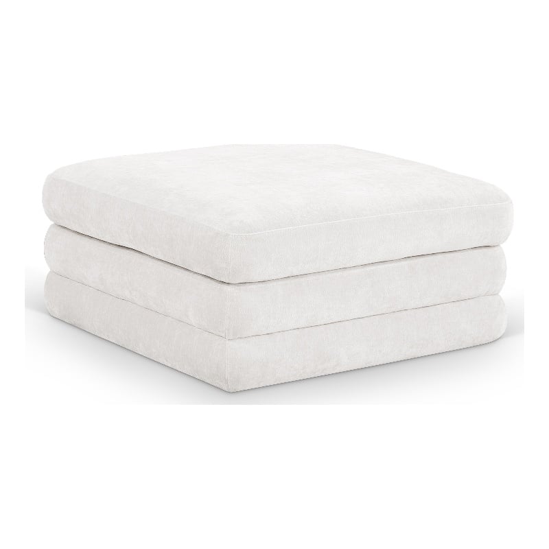 Meridian Furniture Stellar Cream Chenille Fabric Modular Ottoman