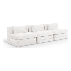 Meridian Furniture Stellar 114&quot Cream Chenille Fabric 3pc. Modular Sofa