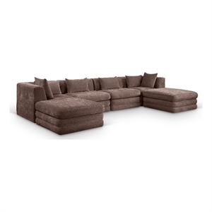 Meridian Furniture Stellar 152&quot Brown Chenille Fabric 6Pc. Modular Sectional