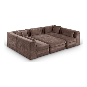 Meridian Furniture Stellar 114&quot Brown Chenille Fabric 6Pc. Modular Sectional