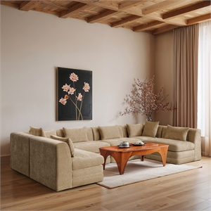 Meridian Furniture Stellar 152&quot Beige Chenille Fabric 6Pc. Modular Sectional