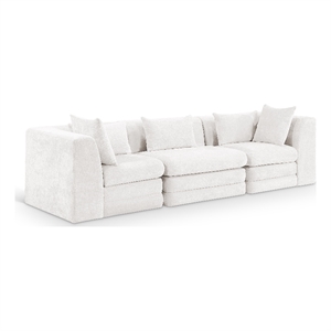 Meridian Furniture Stellar 114&quot Cream Chenille Fabric 3pc. Modular Sofa