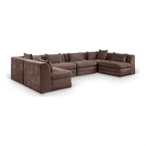Meridian Furniture Stellar 152&quot Brown Chenille Fabric 6Pc. Modular Sectional