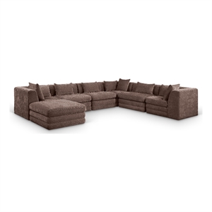Meridian Furniture Stellar 152&quot Brown Chenille Fabric 7Pc. Modular Sectional