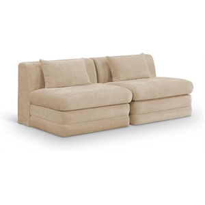 Meridian Furniture Stellar 76&quot Beige Chenille Fabric 2pc. Modular Loveseat