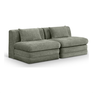 Meridian Furniture Stellar 76&quot Green Chenille Fabric 2pc. Modular Loveseat