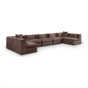 Meridian Furniture Stellar 190&quot Brown Chenille Fabric 7Pc. Modular Sectional