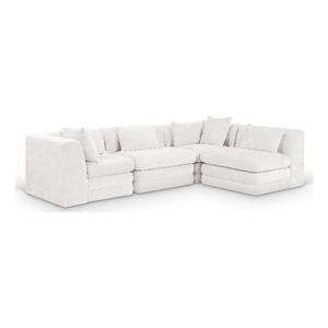 Meridian Furniture Stellar 114&quot Cream Chenille Fabric 4Pc. Modular Sectional