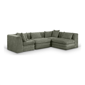 Meridian Furniture Stellar 114&quot Green Chenille Fabric 4Pc. Modular Sectional