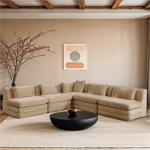 Meridian Furniture Stellar 114&quot Beige Chenille Fabric 5Pc. Modular Sectional