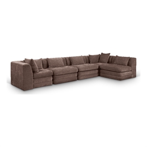 Meridian Furniture Stellar 152&quot Brown Chenille Fabric 5Pc. Modular Sectional