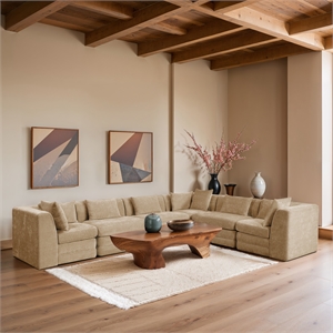 Meridian Furniture Stellar 152&quot Beige Chenille Fabric 6Pc. Modular Sectional