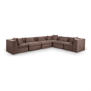 Meridian Furniture Stellar 152&quot Brown Chenille Fabric 6Pc. Modular Sectional
