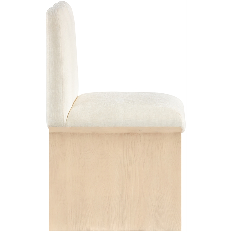 Meridian Furniture Shaw Cream Chenille Fabric Upholstered Dining Chair