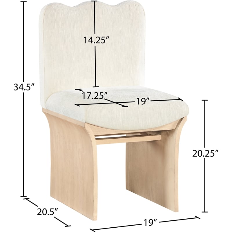 Meridian Furniture Shaw Cream Chenille Fabric Upholstered Dining Chair