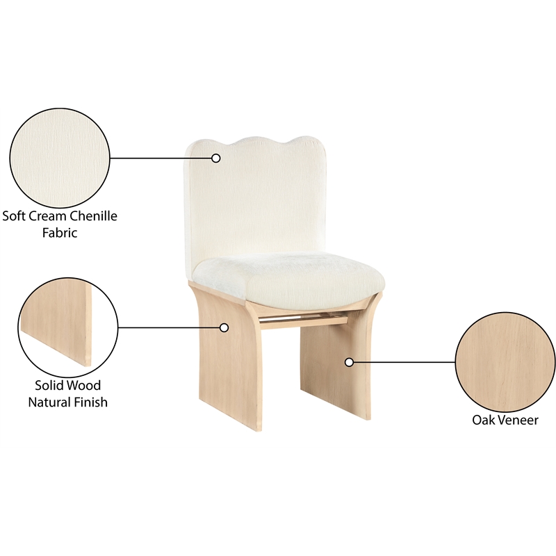 Meridian Furniture Shaw Cream Chenille Fabric Upholstered Dining Chair