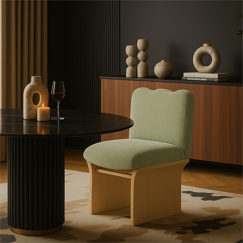 Meridian Furniture Shaw Mint Chenille Fabric Upholstered Dining Chair