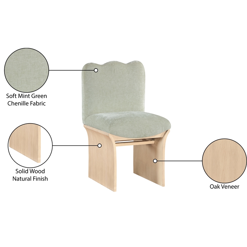Meridian Furniture Shaw Mint Chenille Fabric Upholstered Dining Chair