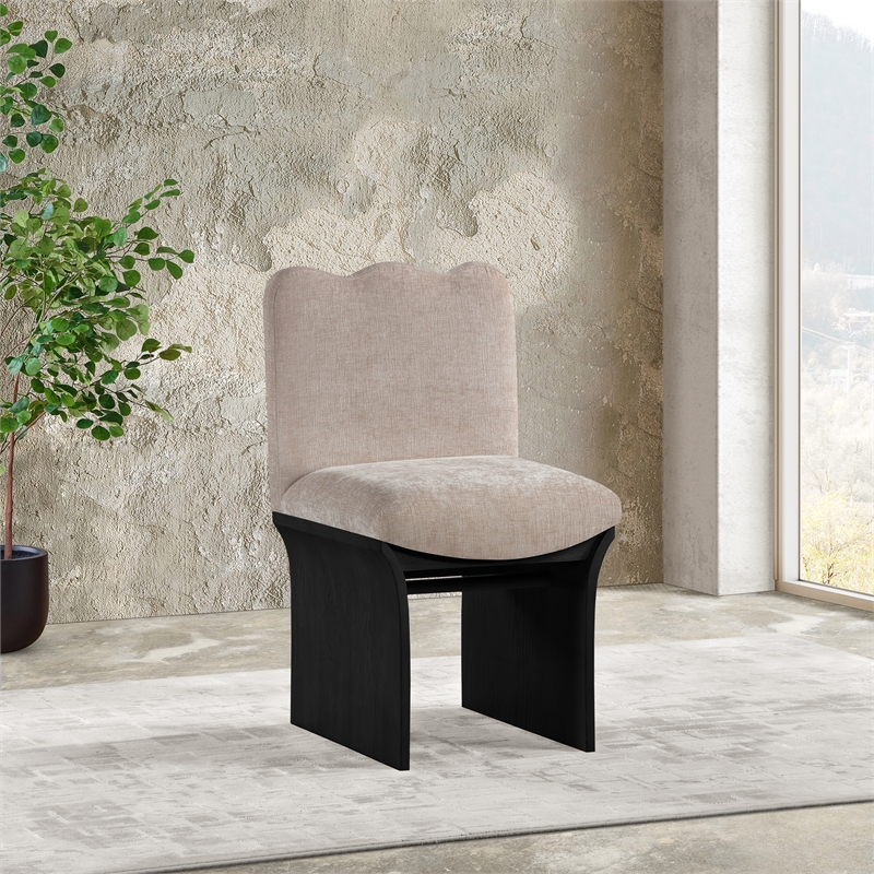 Meridian Furniture Shaw Beige Chenille Fabric Upholstered Dining Chair