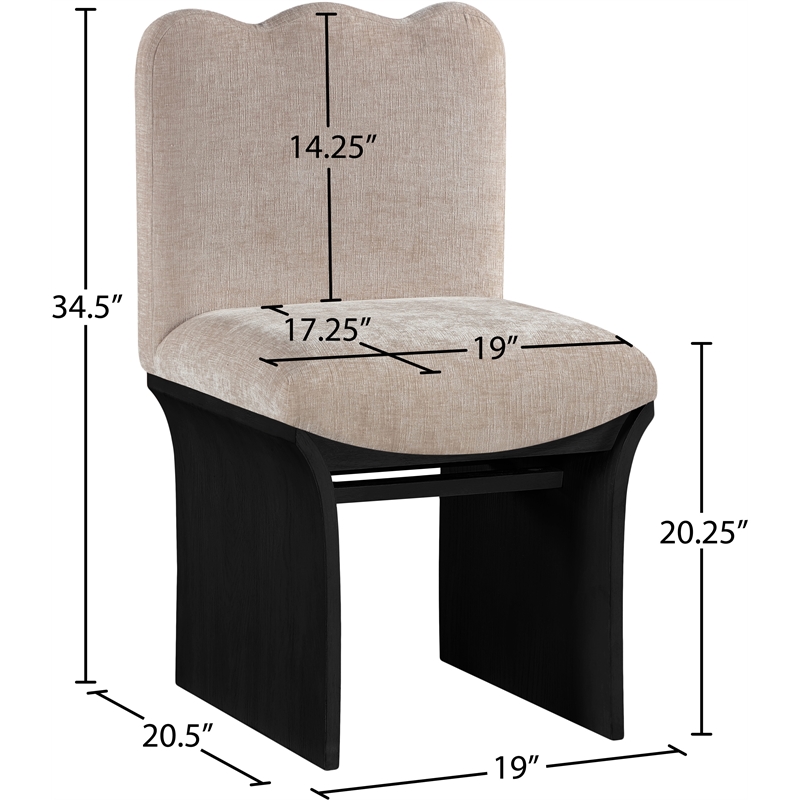 Meridian Furniture Shaw Beige Chenille Fabric Upholstered Dining Chair