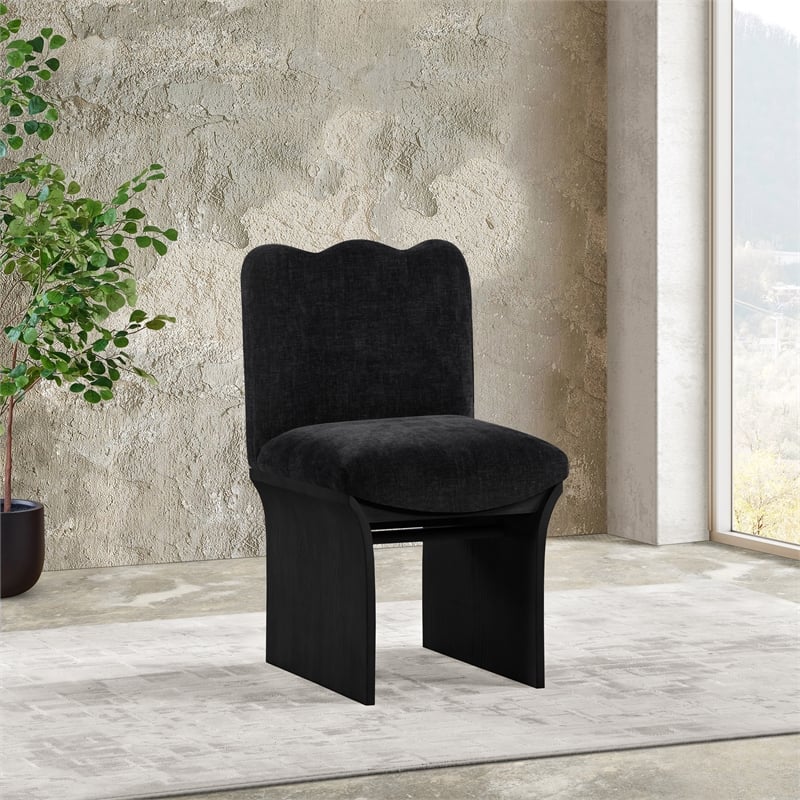 Meridian Furniture Shaw Black Chenille Fabric Upholstered Dining Chair