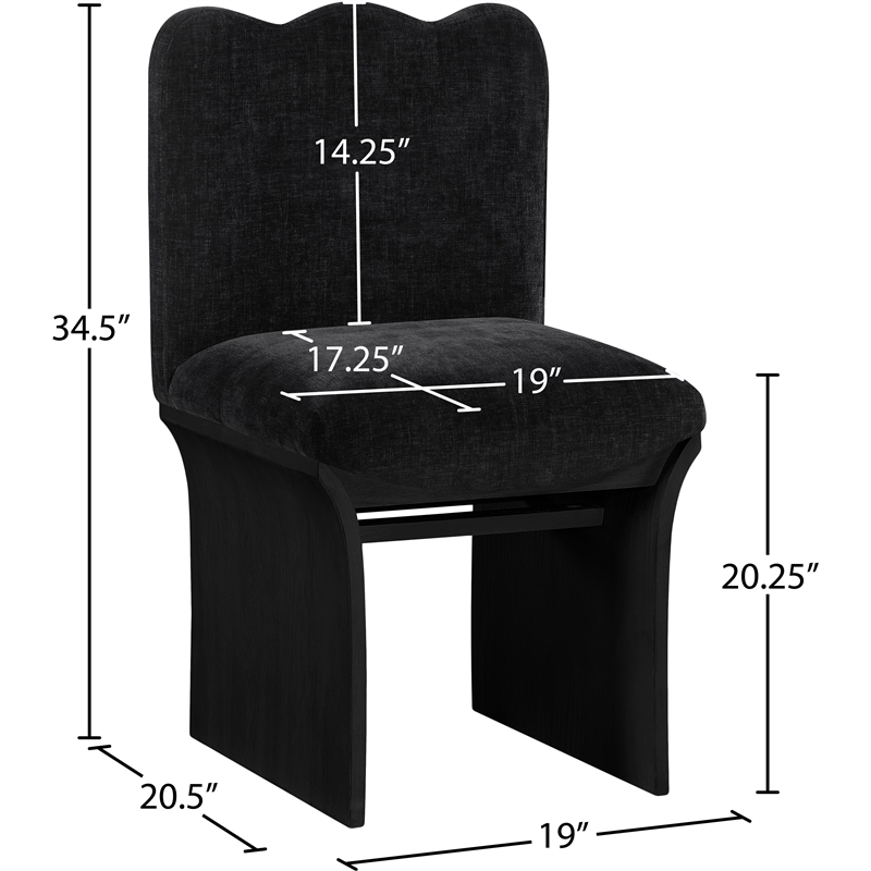 Meridian Furniture Shaw Black Chenille Fabric Upholstered Dining Chair