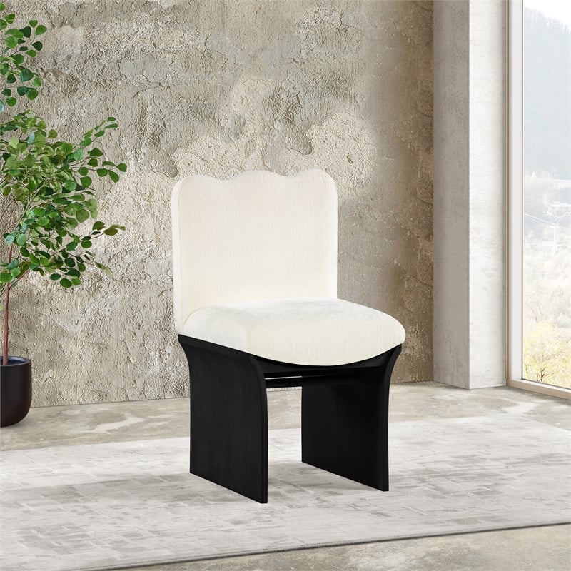 Meridian Furniture Shaw Cream Chenille Fabric Upholstered Dining Chair
