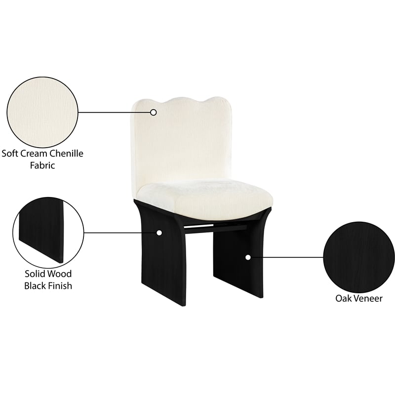 Meridian Furniture Shaw Cream Chenille Fabric Upholstered Dining Chair