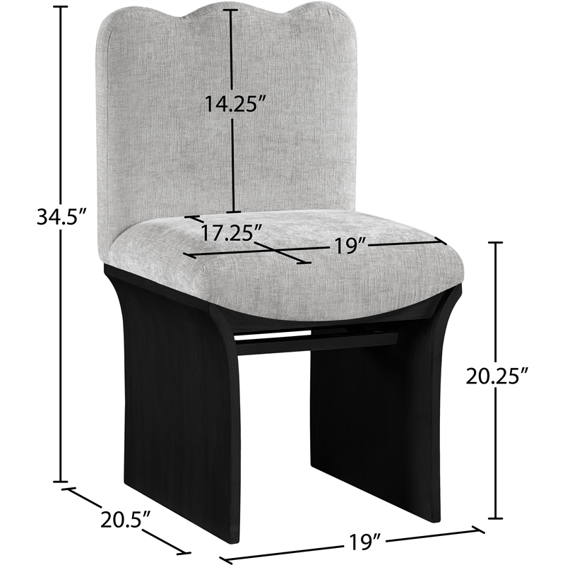 Meridian Furniture Shaw Grey Chenille Fabric Upholstered Dining Chair