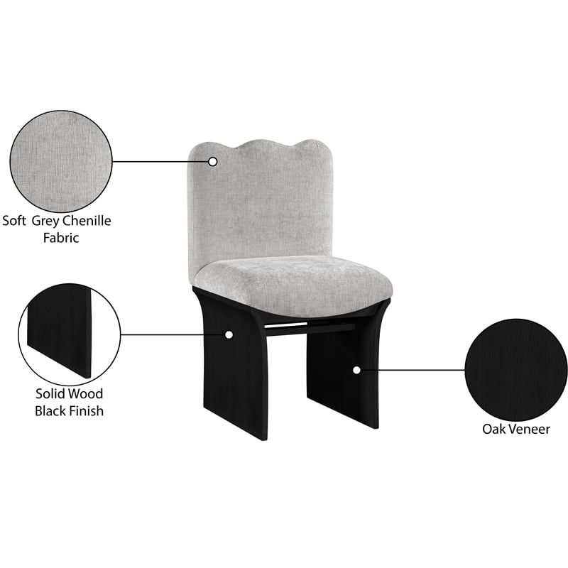 Meridian Furniture Shaw Grey Chenille Fabric Upholstered Dining Chair