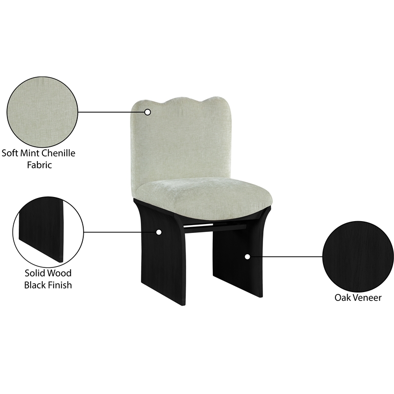Meridian Furniture Shaw Mint Chenille Fabric Upholstered Dining Chair