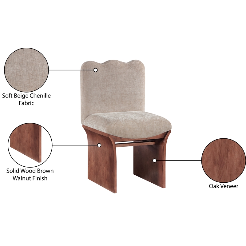 Meridian Furniture Shaw Beige Chenille Fabric Upholstered Dining Chair
