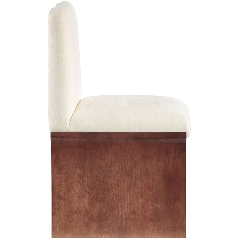 Meridian Furniture Shaw Cream Chenille Fabric Upholstered Dining Chair