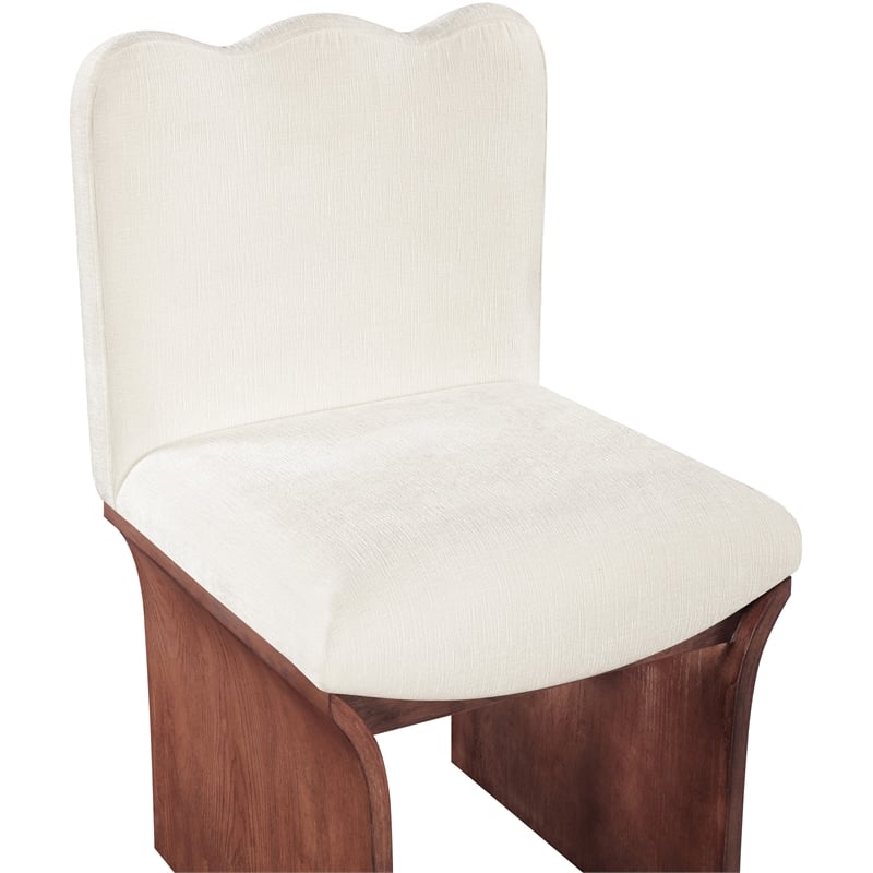Meridian Furniture Shaw Cream Chenille Fabric Upholstered Dining Chair