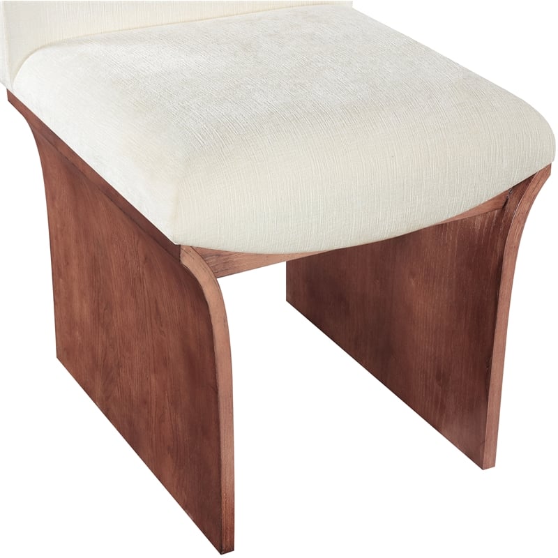 Meridian Furniture Shaw Cream Chenille Fabric Upholstered Dining Chair