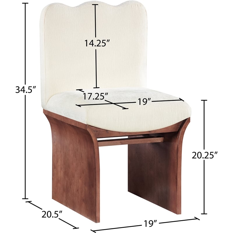 Meridian Furniture Shaw Cream Chenille Fabric Upholstered Dining Chair
