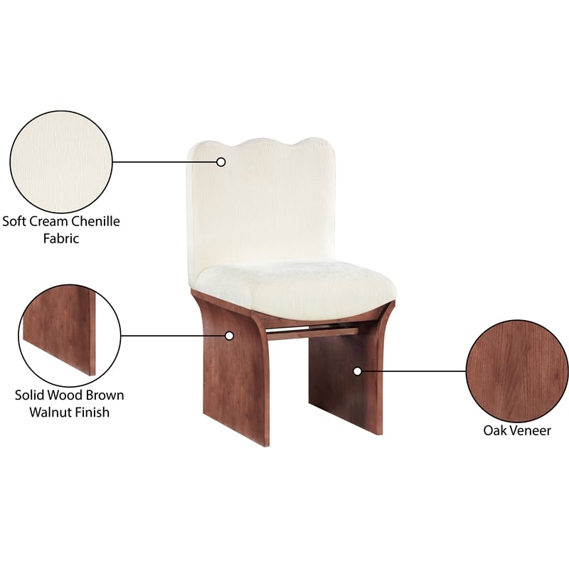 Meridian Furniture Shaw Cream Chenille Fabric Upholstered Dining Chair