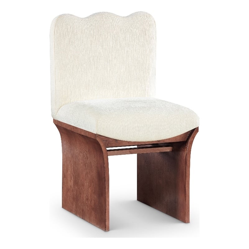 Meridian Furniture Shaw Cream Chenille Fabric Upholstered Dining Chair