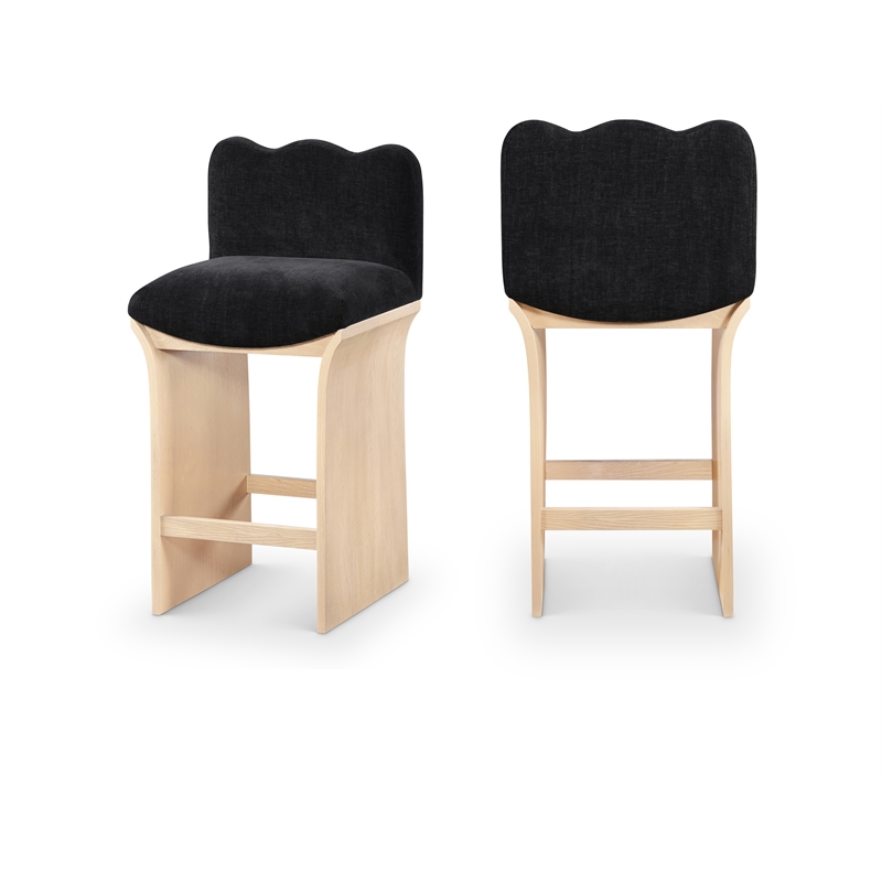 Meridian Furniture Shaw Black Chenille Fabric Upholstered Counter Stool