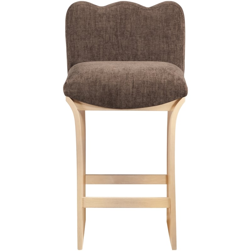 Meridian Furniture Shaw Brown Chenille Fabric Upholstered Counter Stool