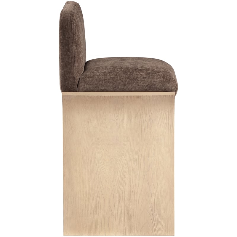 Meridian Furniture Shaw Brown Chenille Fabric Upholstered Counter Stool
